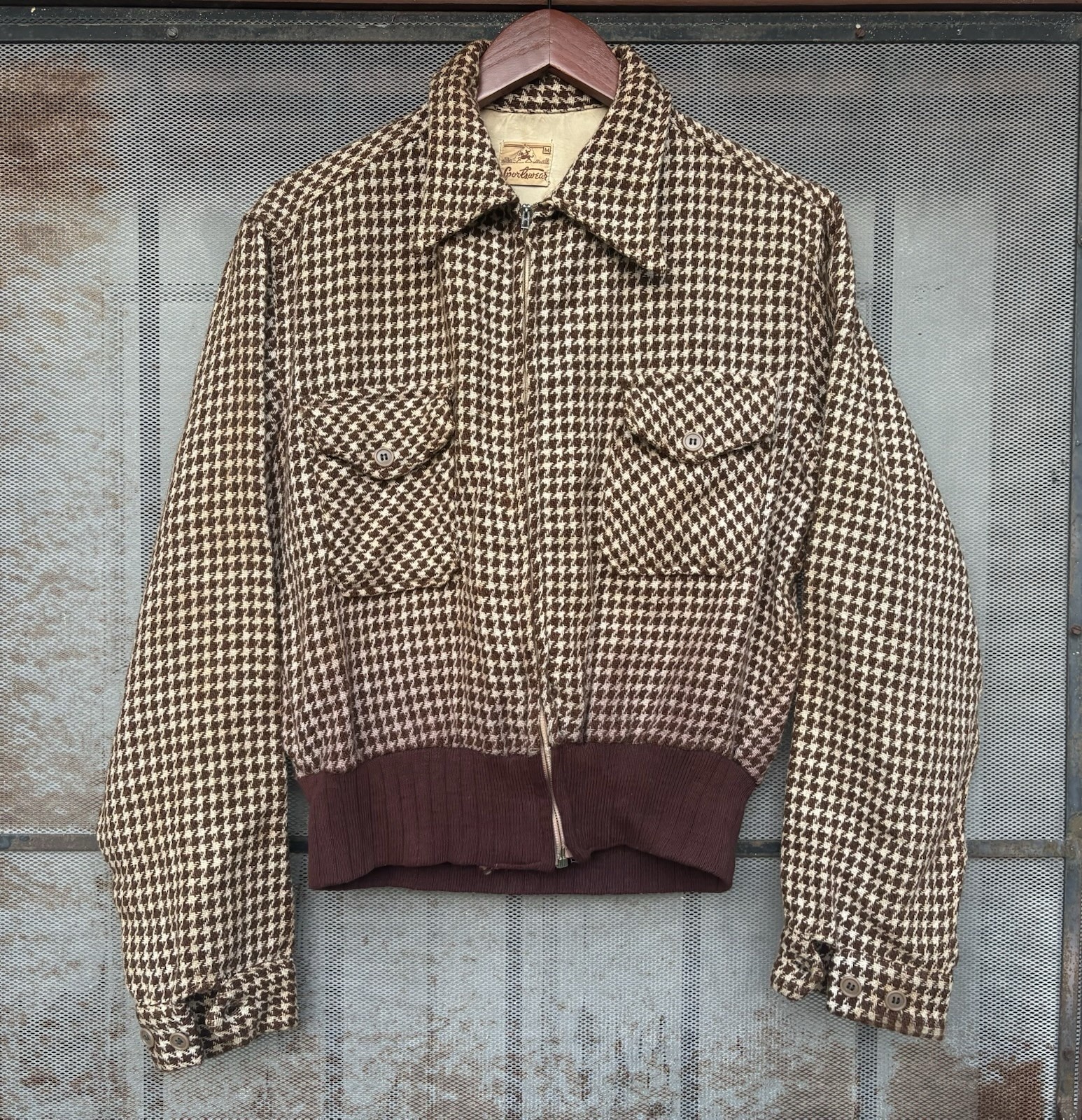 VTG 30s 40s Rockabilly Houndstooth Boucle Knit Ricky Jacket Hollywood Atomic VLV