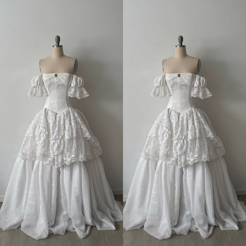 Elegant Wedding Dresses Vintage Lace One Shoulder A Line Boho Bridal Gowns