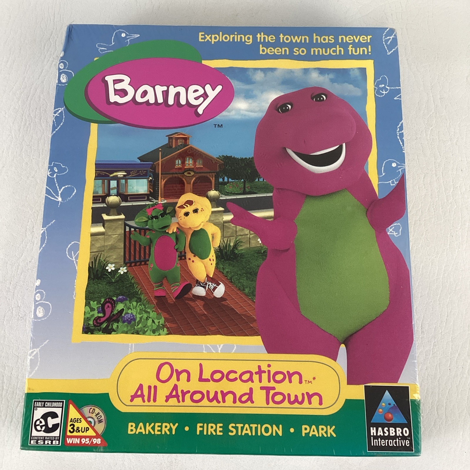 Barney CD Rom Game On Location All Around Town Purple Dinosaur Vintage 2000 New Barney CD Rom Game On Location All Around Town Purple Dinosaur Vintage 2000 New