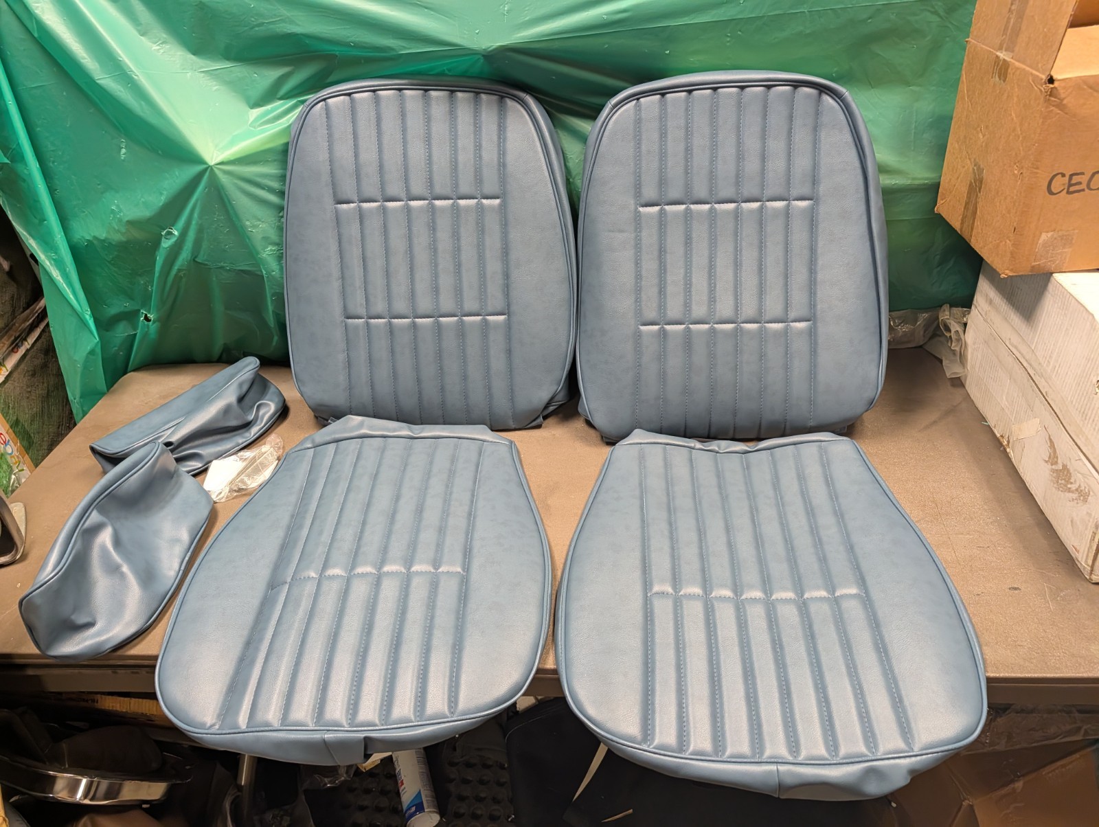 Set 1984 to 1987 El Camino Reclining Bucket Seat Covers Vinyl Medium Blue