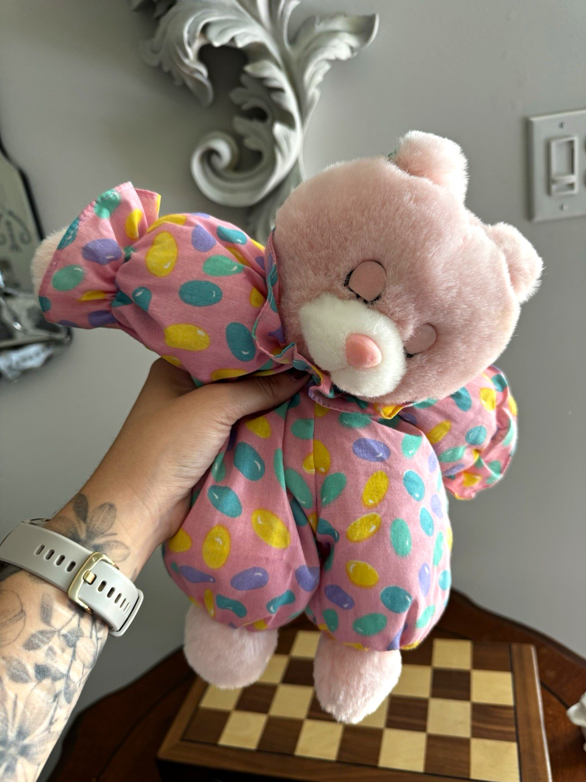 ABC Distributing Pink Plush Bunny Polka Dot Outfit Washable Vintage 1999 ABC Distributing Pink Plush Bunny Polka Dot Outfit Washable Vintage 1999