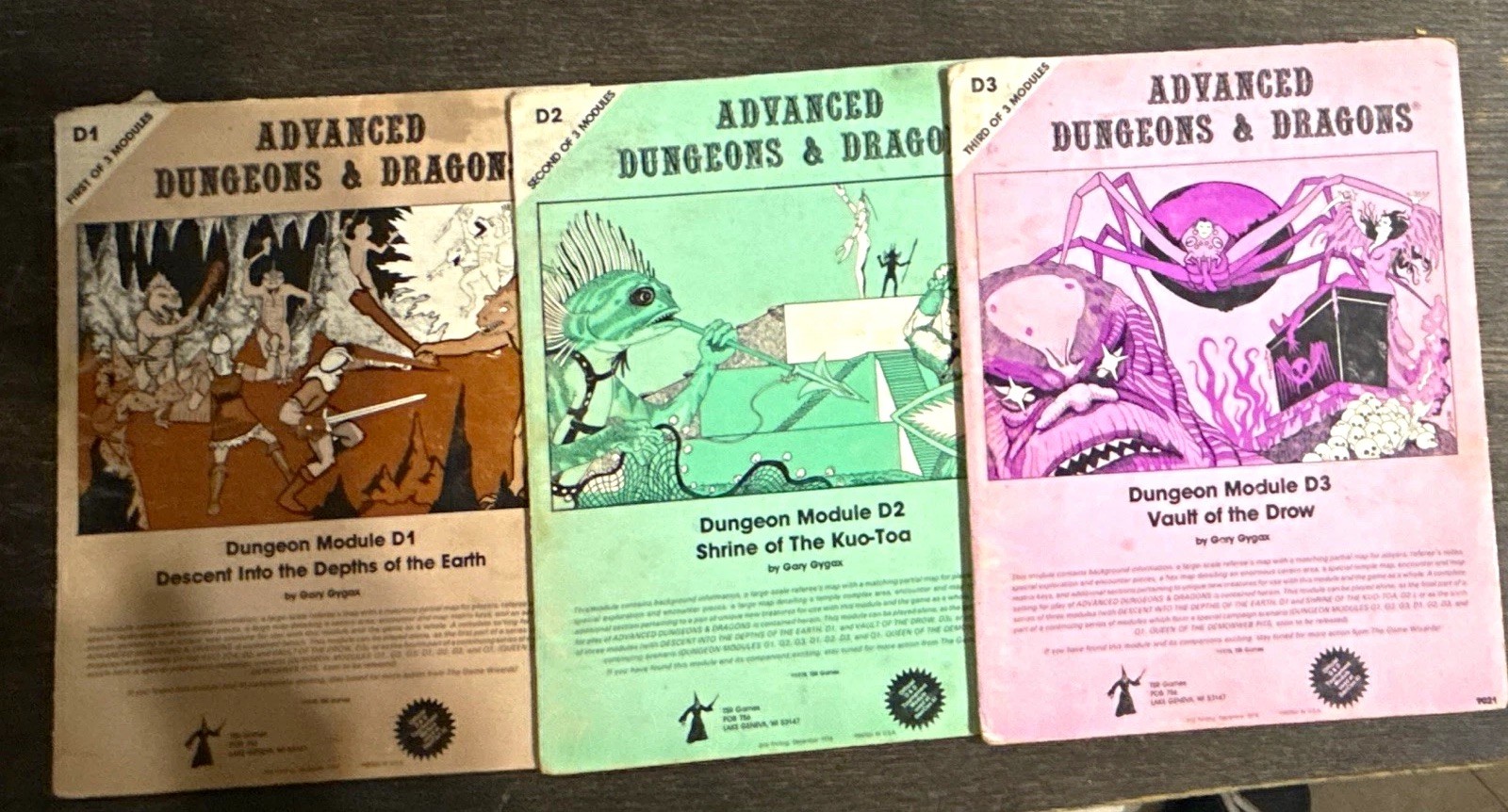TSR Games Advanced Dungeons & Dragons D1-D3 Modules 1978 MPN 9021