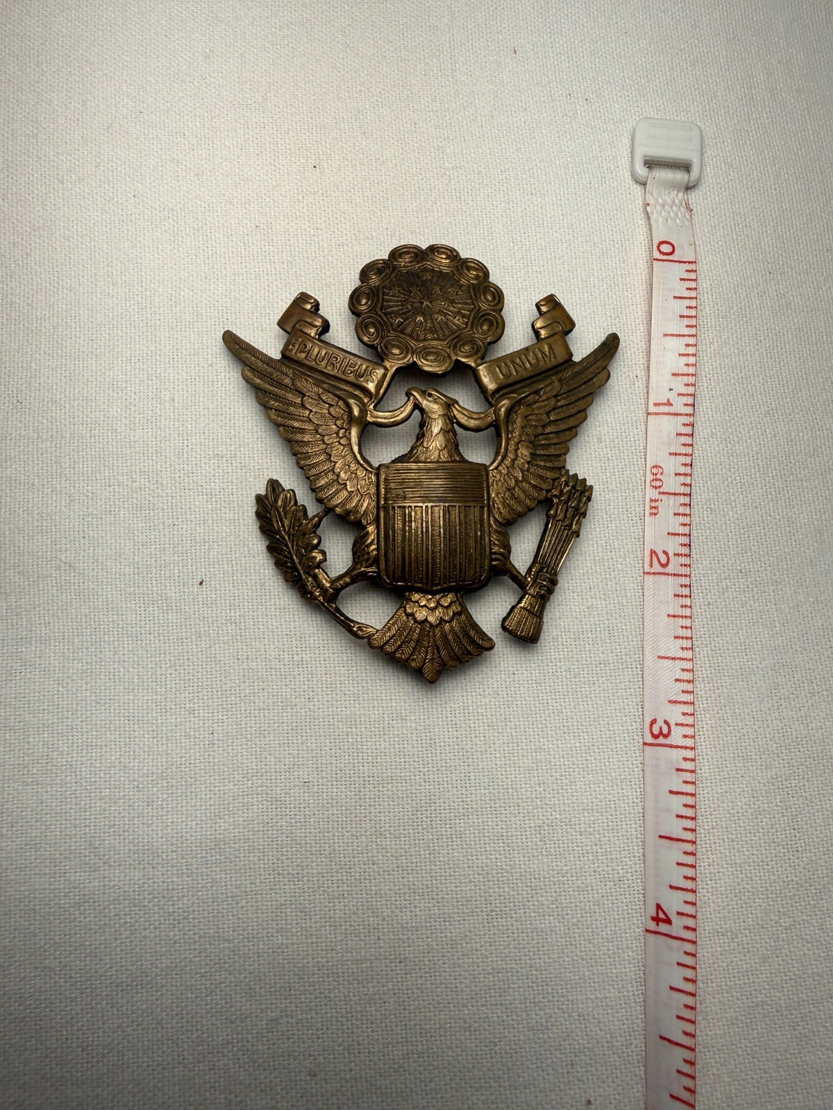 Original WW2 U.S. Army Officers Metal Insignia Hat Badge w/Maker Mark GEMSCO Original WW2 U.S. Army Officers Metal Insignia Hat Badge w/Maker Mark GEMSCO
