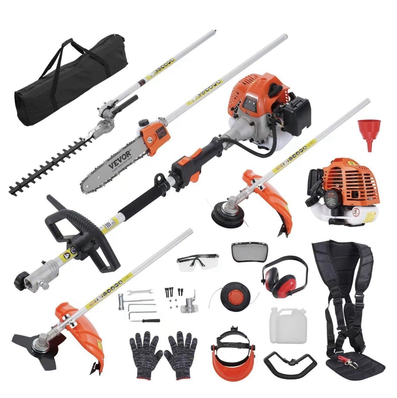 VEVOR 52CC 6‑in‑1 Gas Trimmer Set – Hedge, Saw, Weed & Brush Cutter