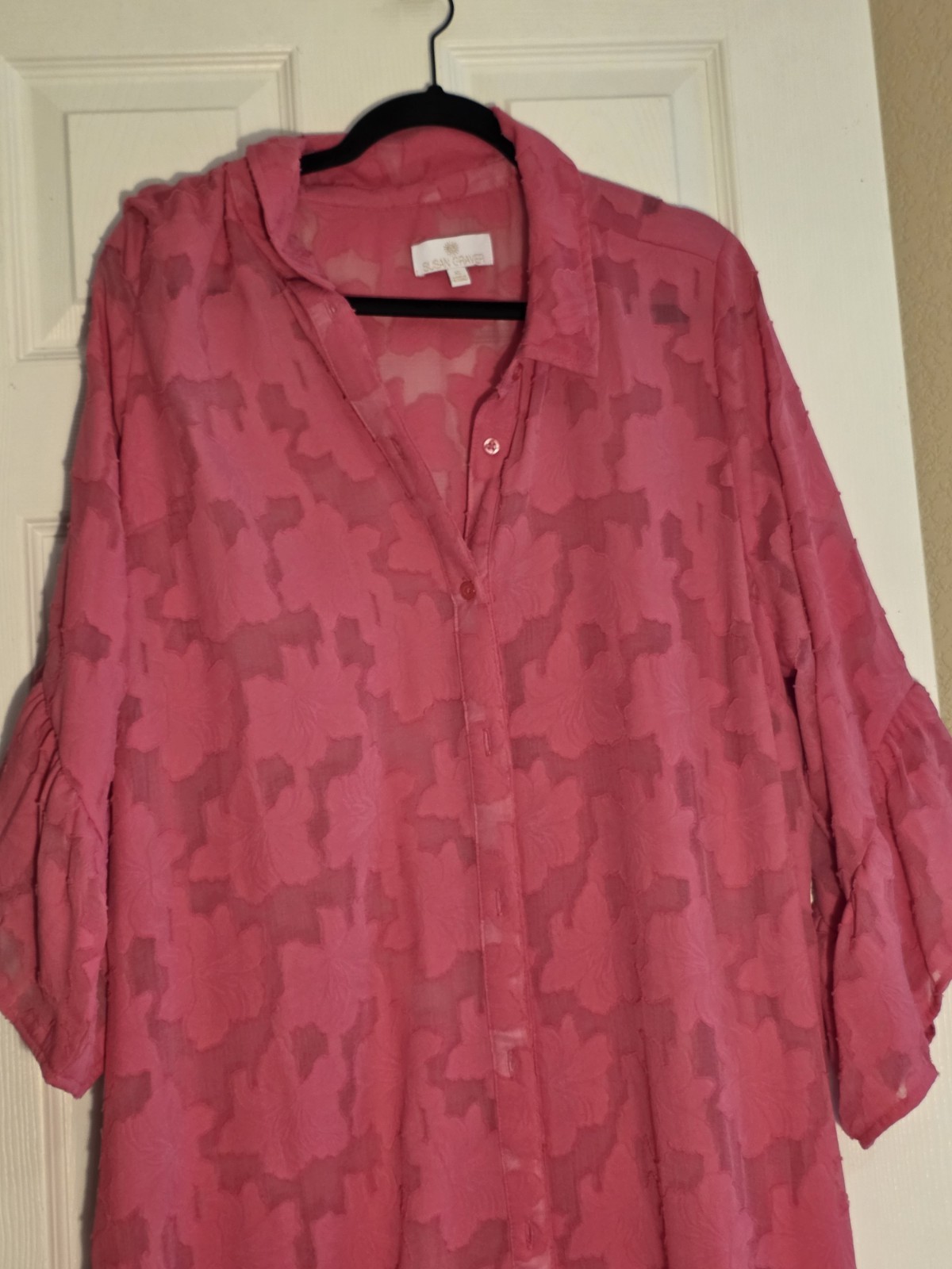 Susan Graver Semi Sheer Pink Dress XL Susan Graver Semi Sheer Pink Dress XL