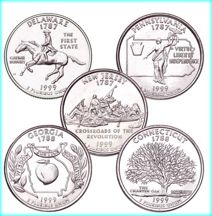 1999 D State Quarters ~ 5 Coin Set ~ BU Uncirculated Mint State 25c Collectible 1999 D State Quarters ~ 5 Coin Set ~ BU Uncirculated Mint State 25c Collectible