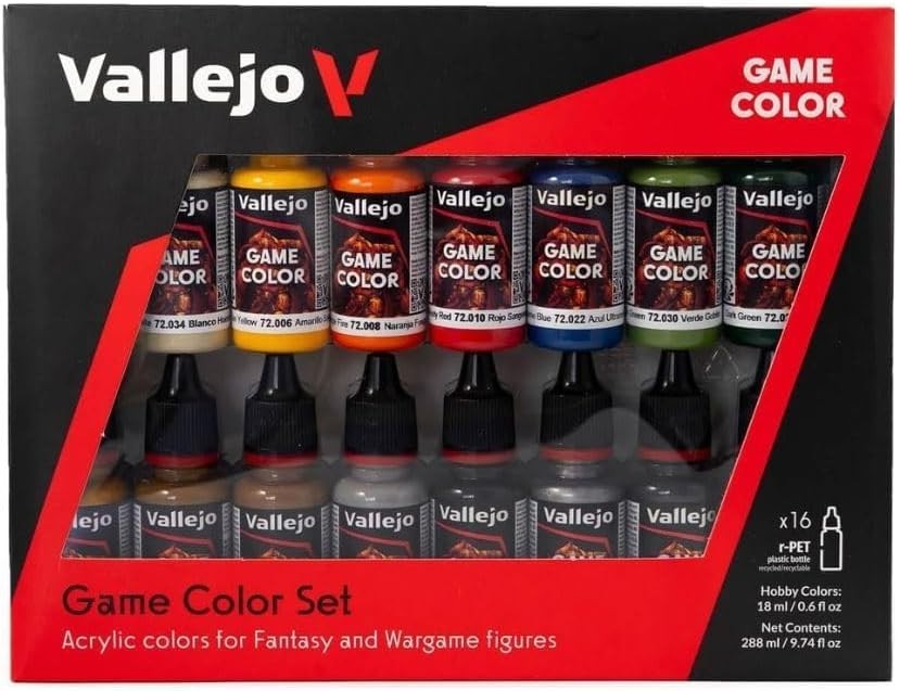 Complete Acrylic Paint Set: 16 Bottles for Fantasy Miniatures & Tabletop Models