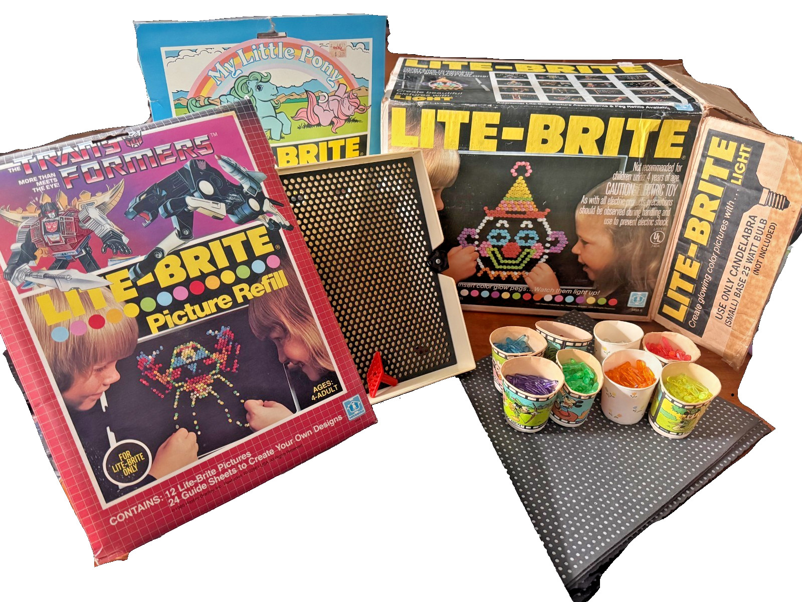 Vintage 1981 Hasbro Lite-Brite Lot - Includes My Little Pony + Transformers Vintage 1981 Hasbro Lite-Brite Lot - Includes My Little Pony + Transformers