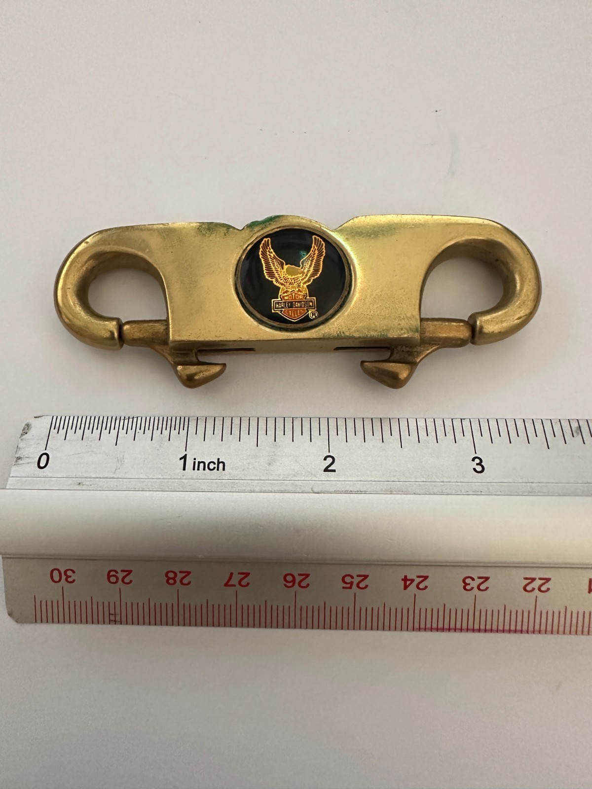 Vintage Brass Harley Davidson Eagle Double Spring Clip Keychain Vintage 80's