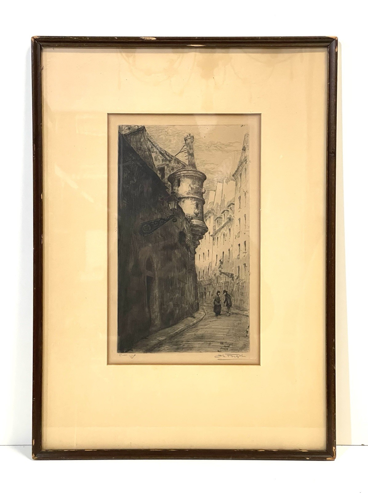 Antique Charles Forget Paris Etching Print Signed Framed Antique Charles Forget Paris Etching Print Signed Framed