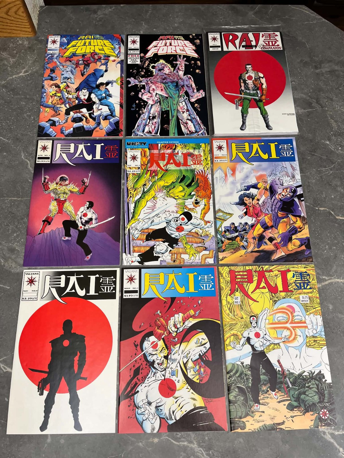 Rai 9 Comic Lot #0 1st Bloodshot 1st Rai Magnus #5 Valiant Era Card Unity
