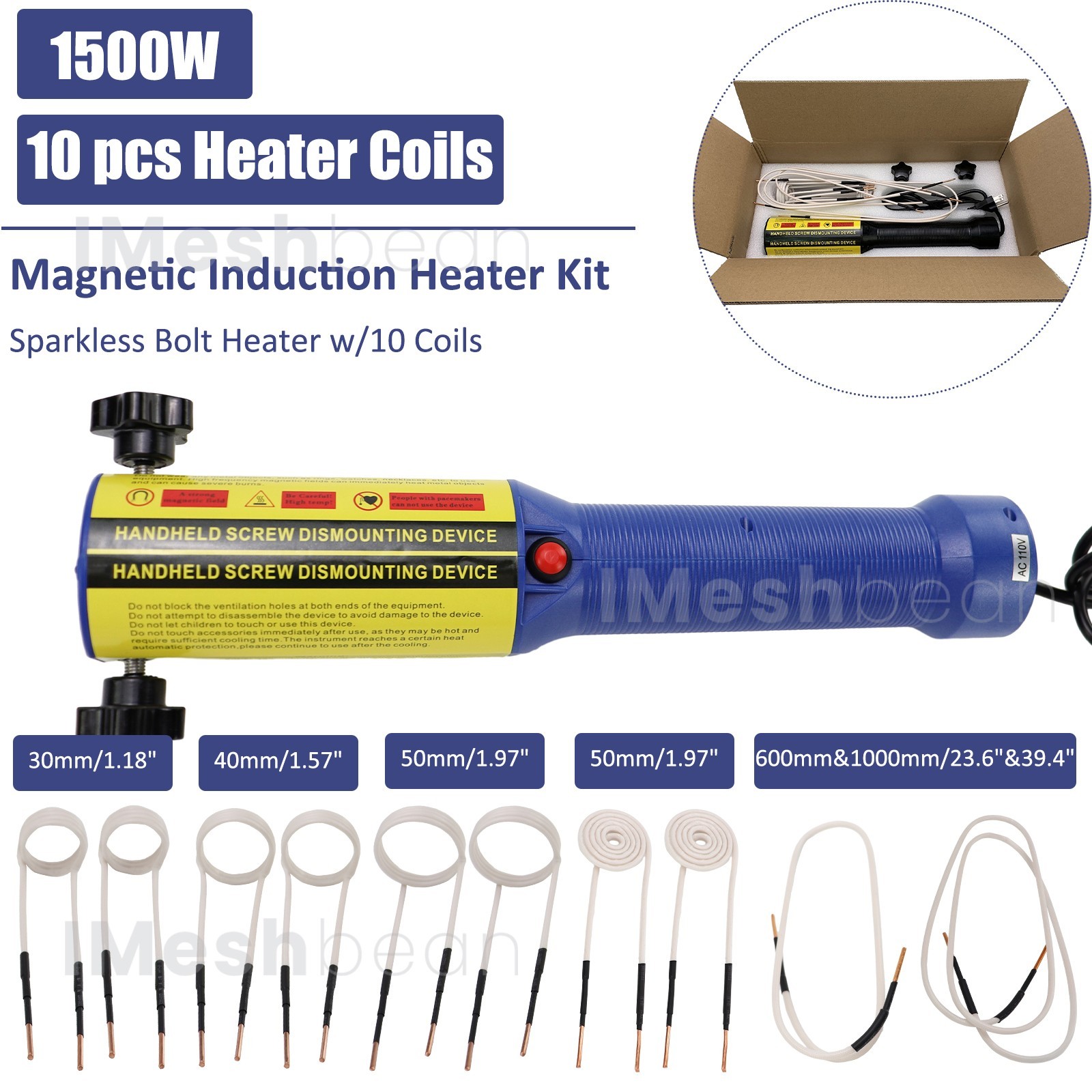 1500W Magnetic Induction Heater Kit for Automotive No Open Frame Heat w/10 Coils
