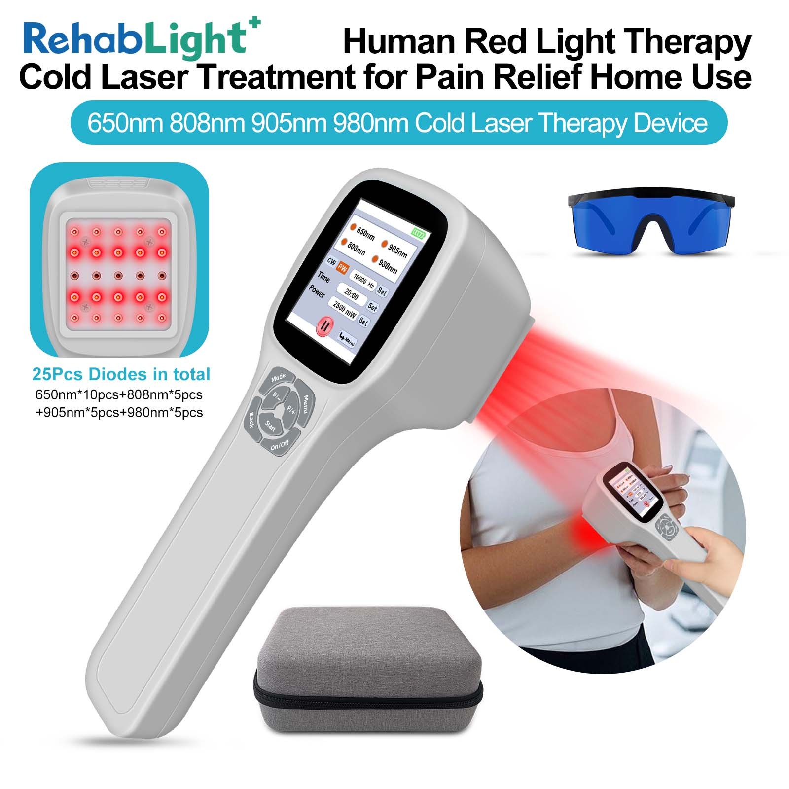 2500mW Class IV Laser Therapy Device High Power Pain Relief & Injurie Recovery