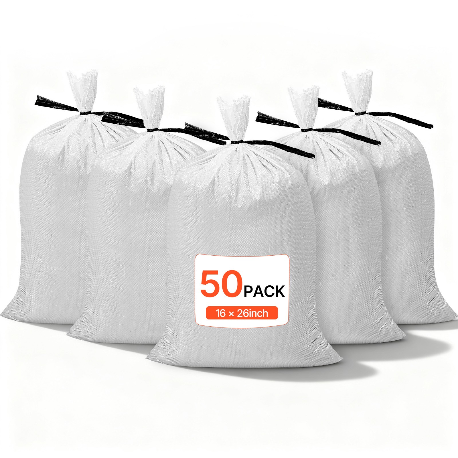 VEVOR 16x26 in Heavy Duty Empty Flood Sandbags with Ties 50Pack 50lb Capacity