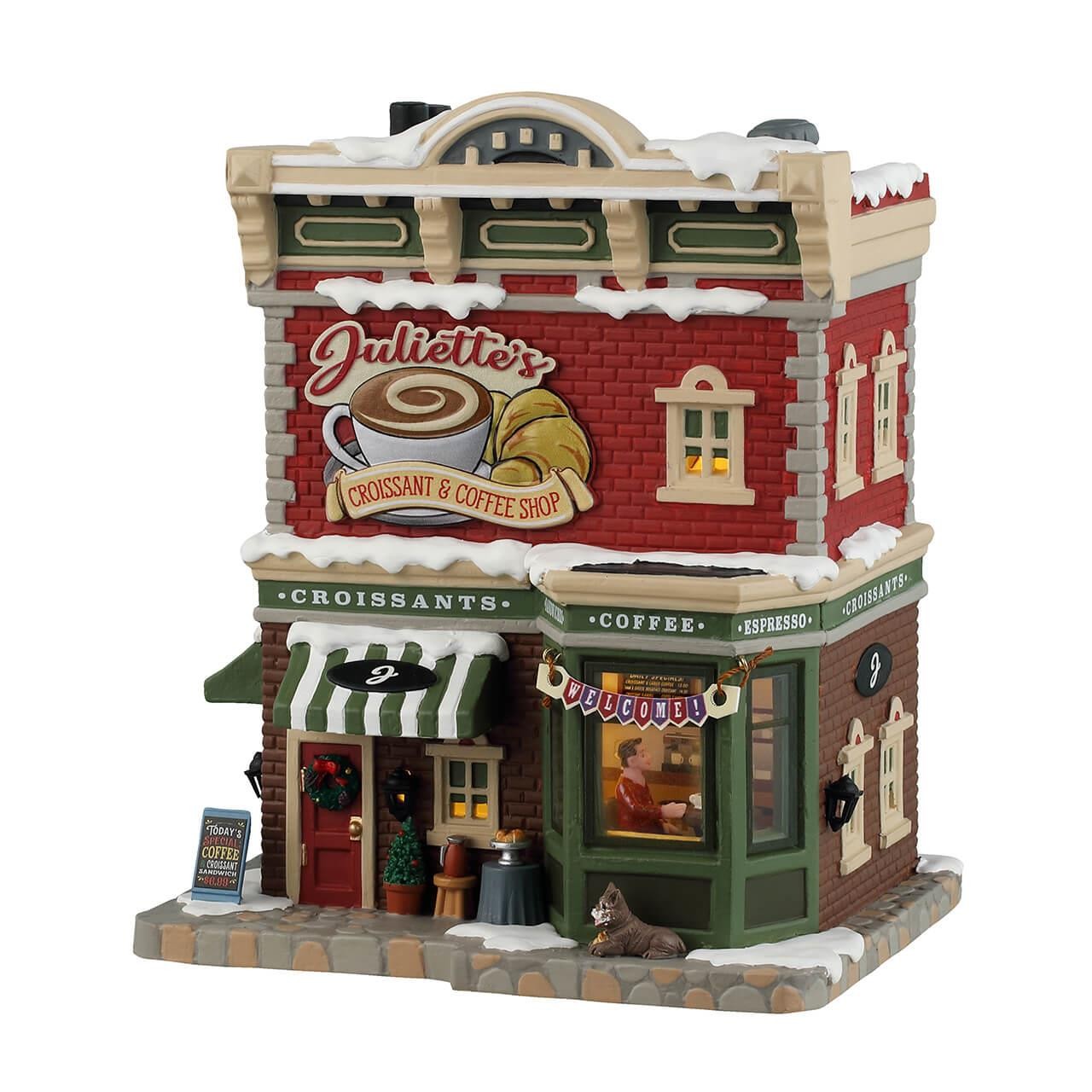 Lemax Caddington Village Juliettes Croissant & Coffee Shop with Dog 45251