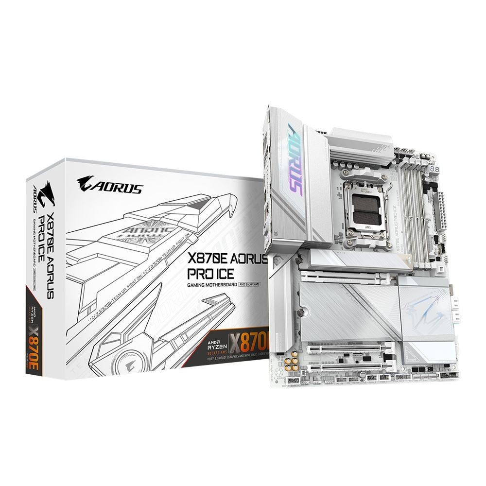 GIGABYTE X870E AORUS PRO ICE AMD AM5 LGA 1718 ATX DDR5 4x M.2 Wi-Fi Motherboard
