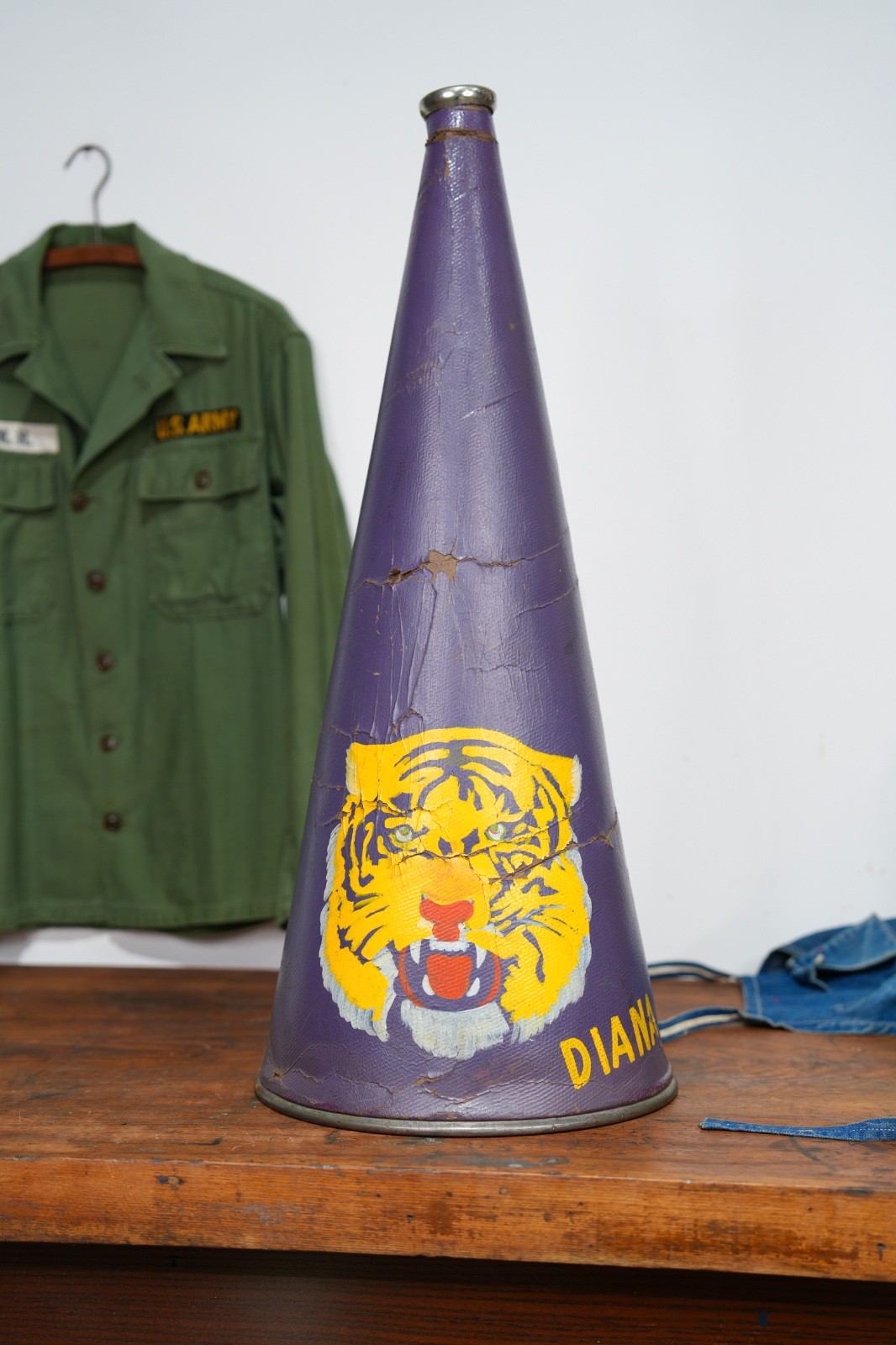 Vintage Riveted Megaphone 40s 50s Vintage Cheerleader Band Tiger School Mascot