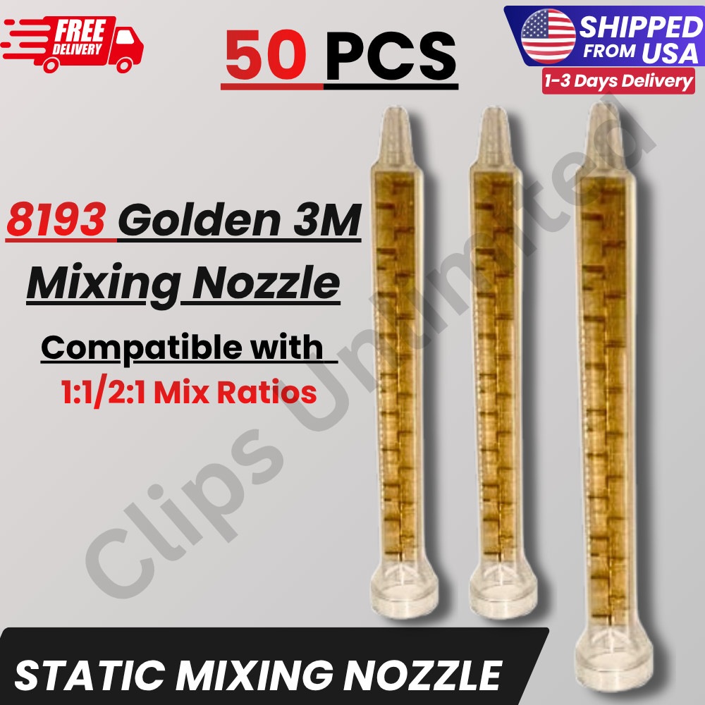 50Pcs 3M Gold Static Mixing Nozzle Adhesive Tips 1:1/2:1 Ratios Mixer