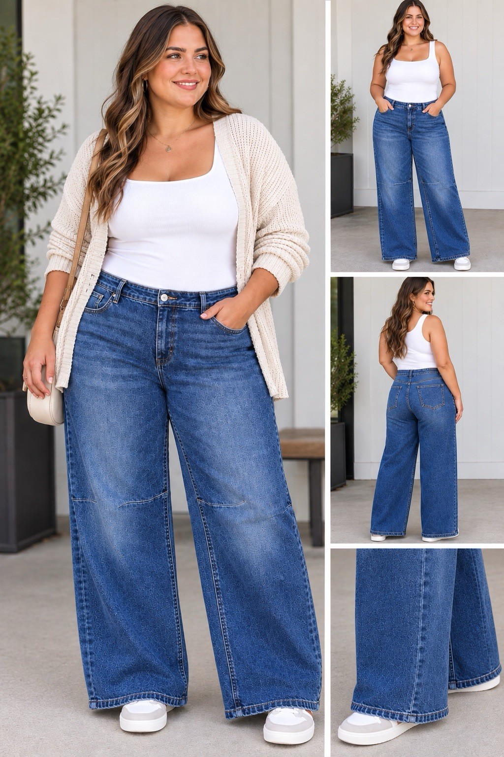 Moco Boutique Barrel Leg Jeans Blue Medium Wash High Rise Plus Size 24W NWT