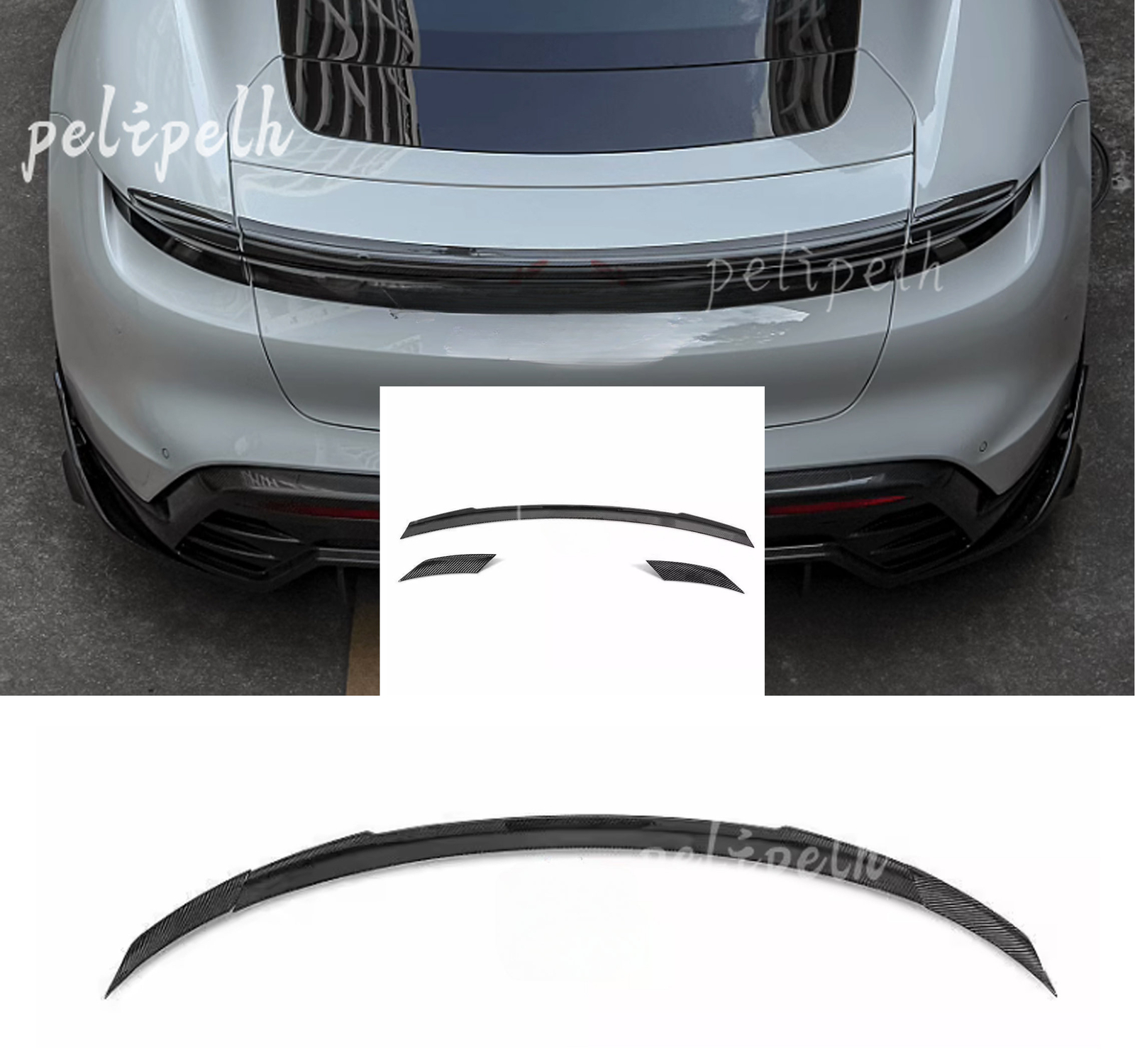 3PCS Carbon Fiber Rear Trunk Spoiler Wing Lip Fits Porsche Taycan RWD 4S Turbo S 3PCS Carbon Fiber Rear Trunk Spoiler Wing Lip Fits Porsche Taycan RWD 4S Turbo S