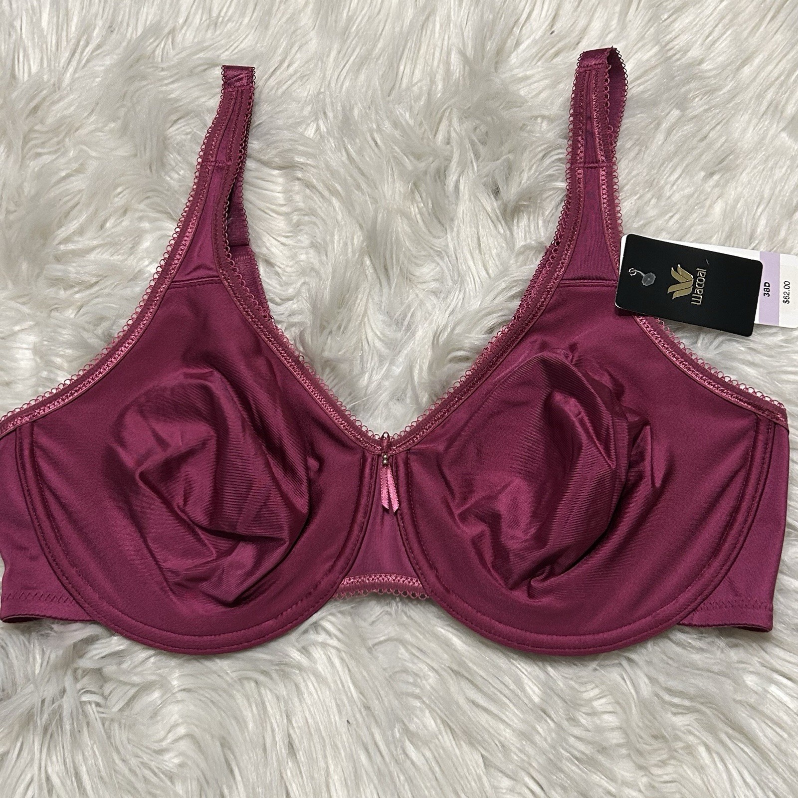 Wacoal 38D Bra Berry Fizz Basic Beauty 855192 Underwire Bow Back Closure NEW