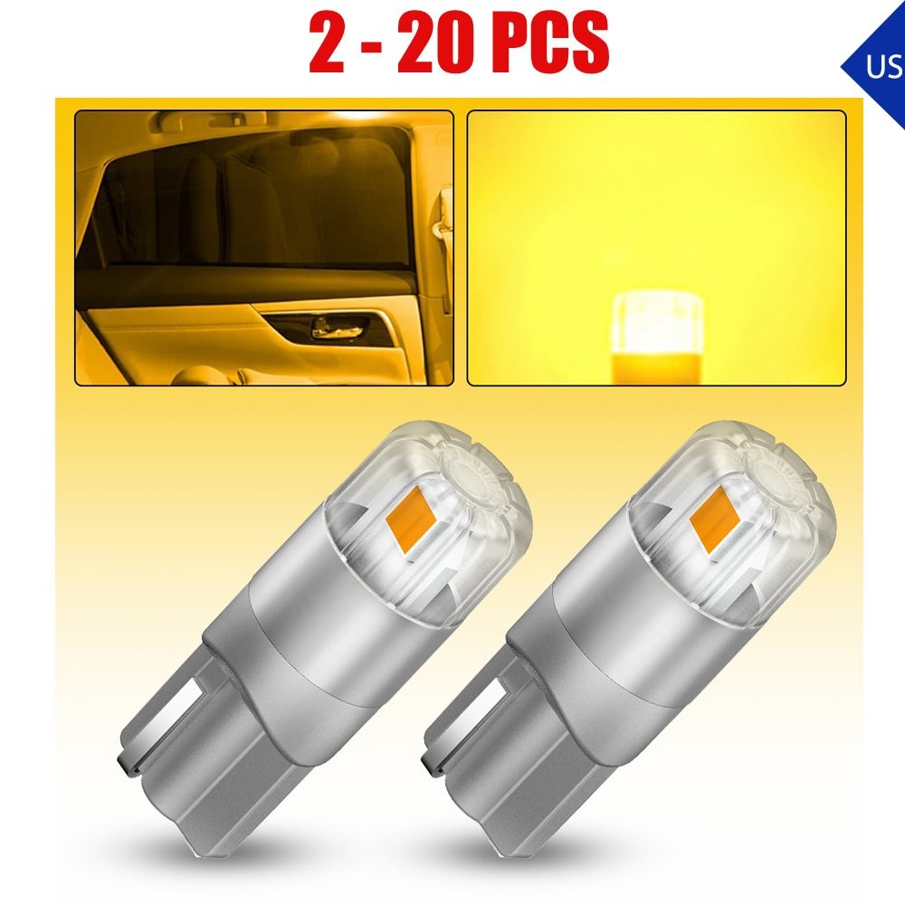 2-20X T10 194 3030 Amber LED License Plate Dome Clearance Light Bulb Amber 2US2T