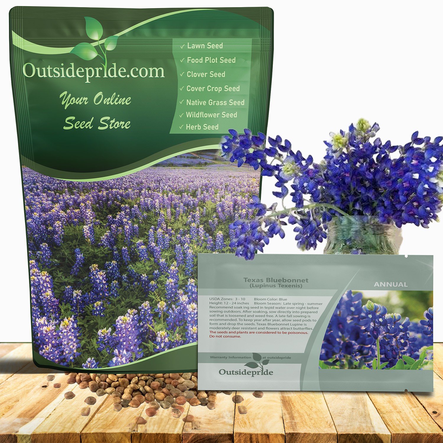 1 LB Texas Bluebonnet Seeds For Planting | Wildflower Seed For Planting Outdoors
