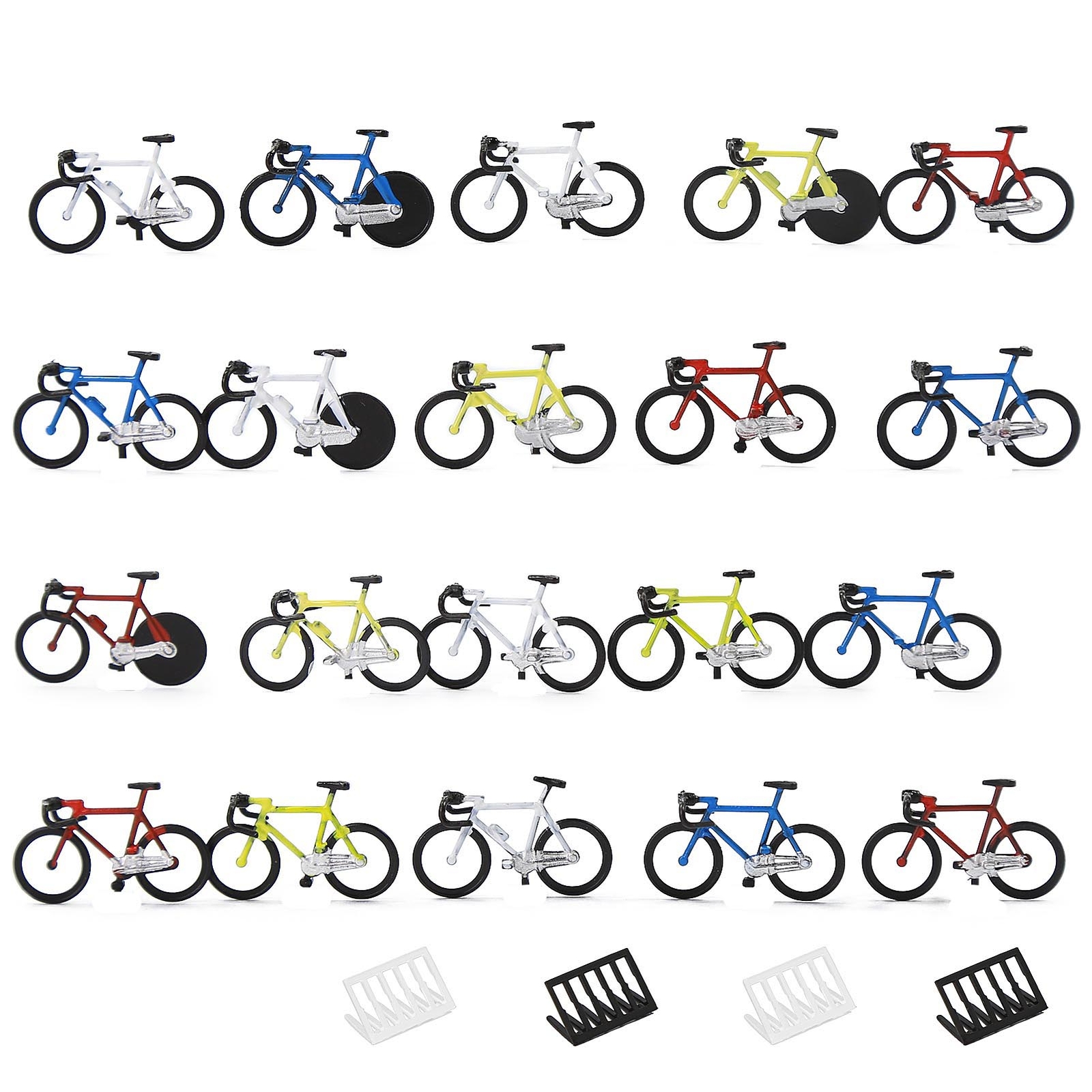C8702 HO Scale 1:87 Bicycles 20pcs Bikes 4pcs Parking Racks Model Trains Layout C8702 HO Scale 1:87 Bicycles 20pcs Bikes 4pcs Parking Racks Model Trains Layout