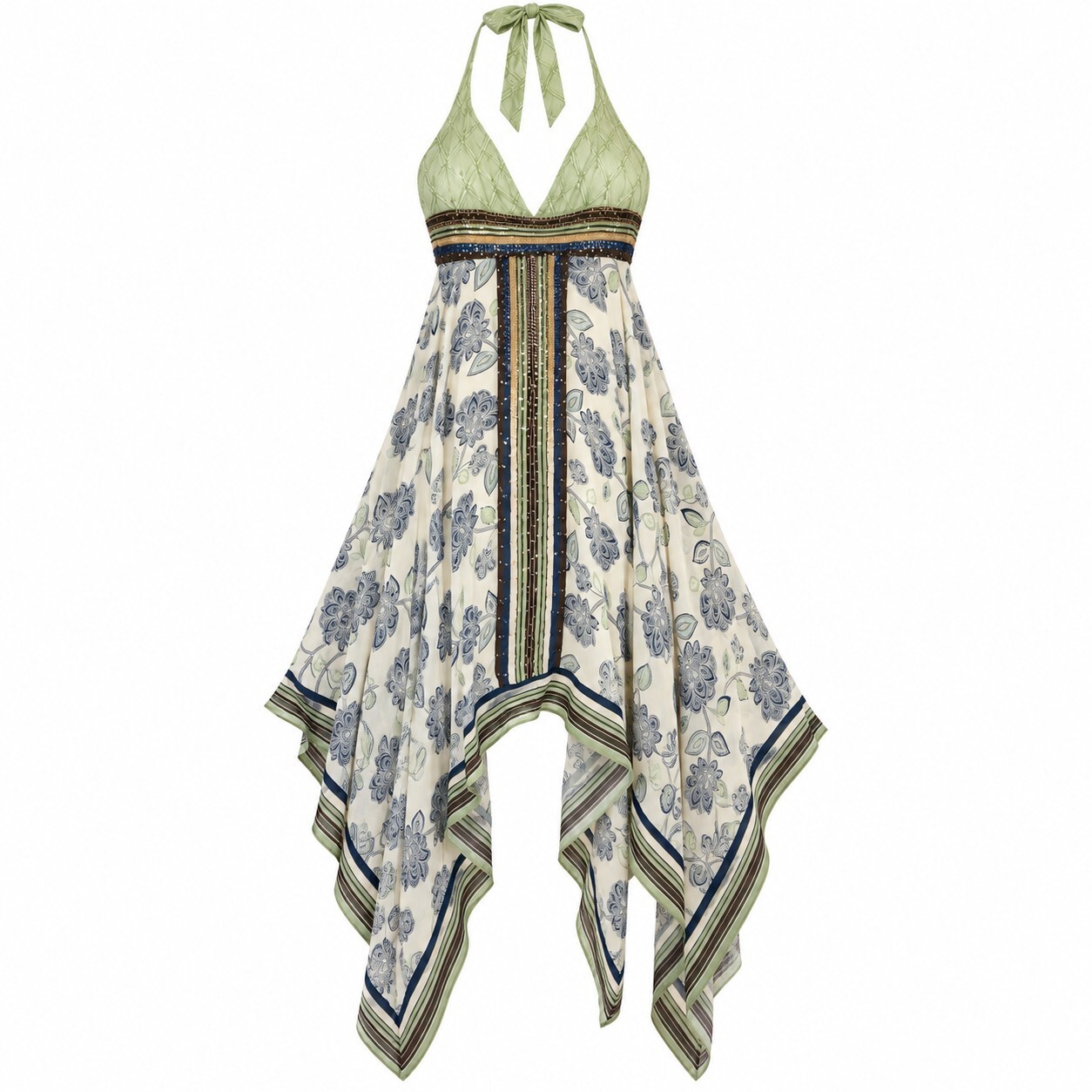 BCBG Max Azria 2006 Silk Sequin Handkerchief Dress Taylor Swift Fairy Y2K Iconic