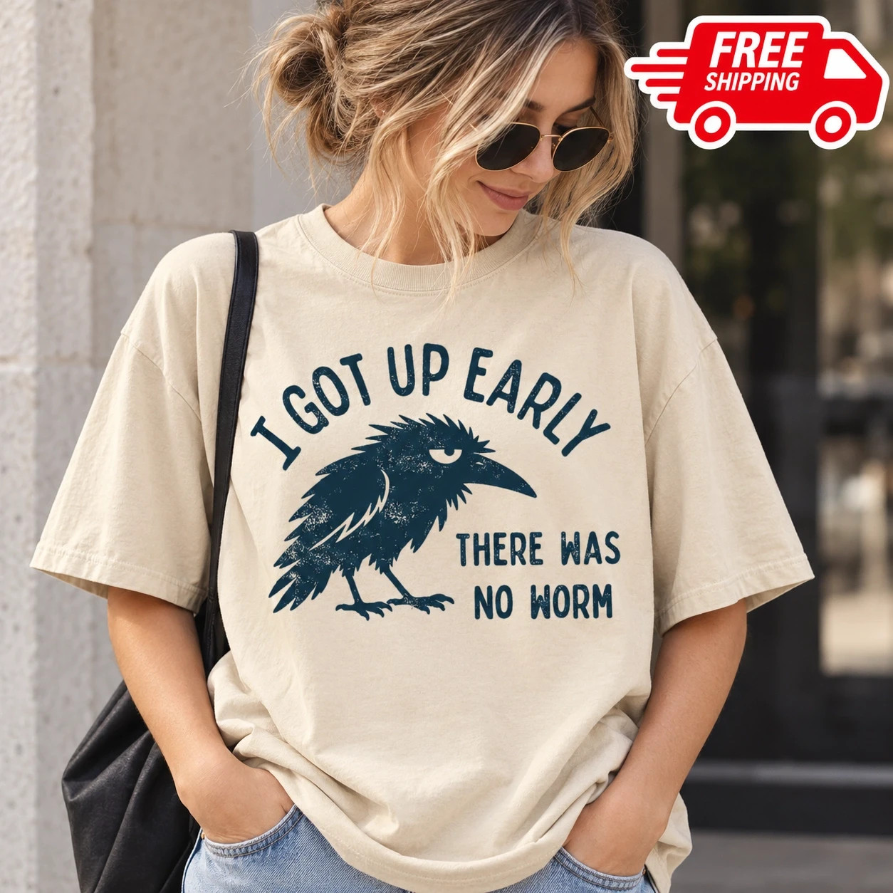 Grumpy Crow Shirt, I Got Up Early No Worm, Funny Bird Lover Graphic Tee