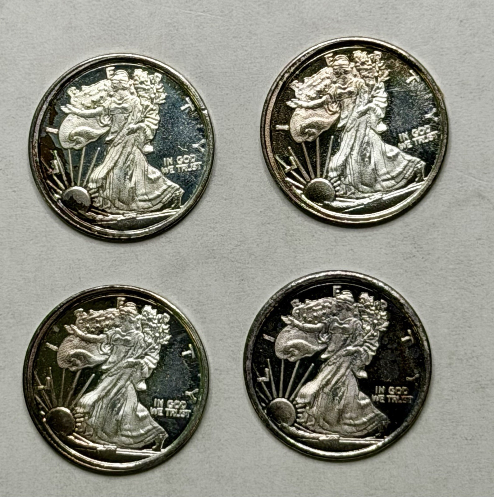 4x 1 Gram .999 Fine Silver Rounds Walking Liberty Eagle Fractional Bullion