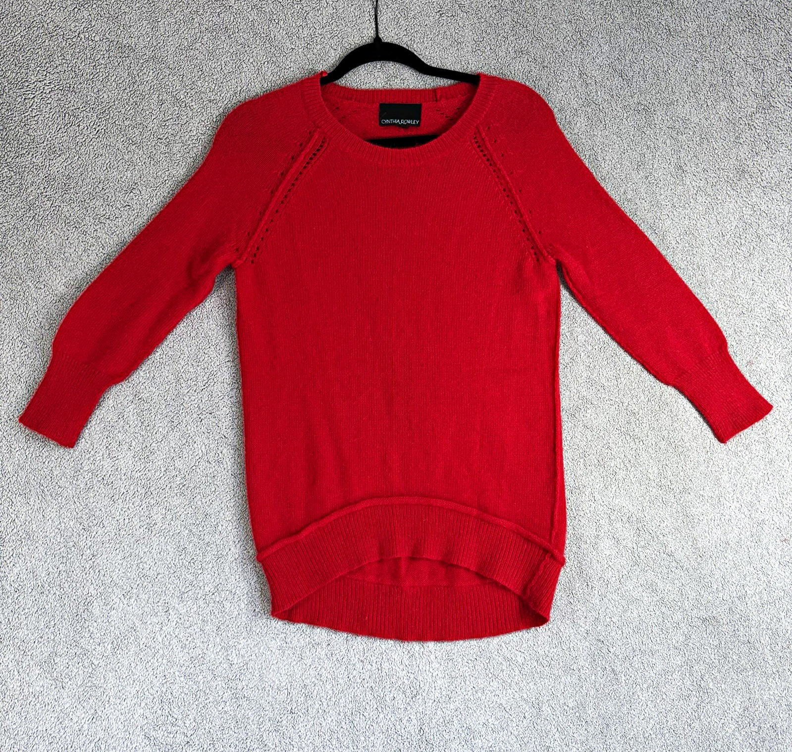 Cynthia Rowley Red Angora Blend Crewneck Sweater S Soft Cozy Fall Winter Holiday