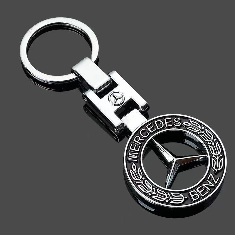 Metal Keychain Key Ring Double-Sided Auto Key Holder for Mercedes-Benz Gifts