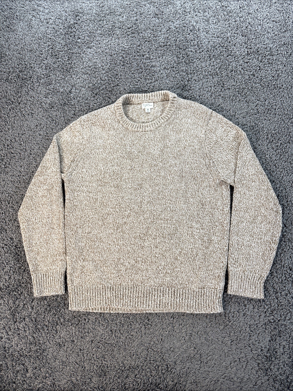 Knit For J Crew Sweater Mens M Chunky Knit Beige Fisherman Cotton Classic