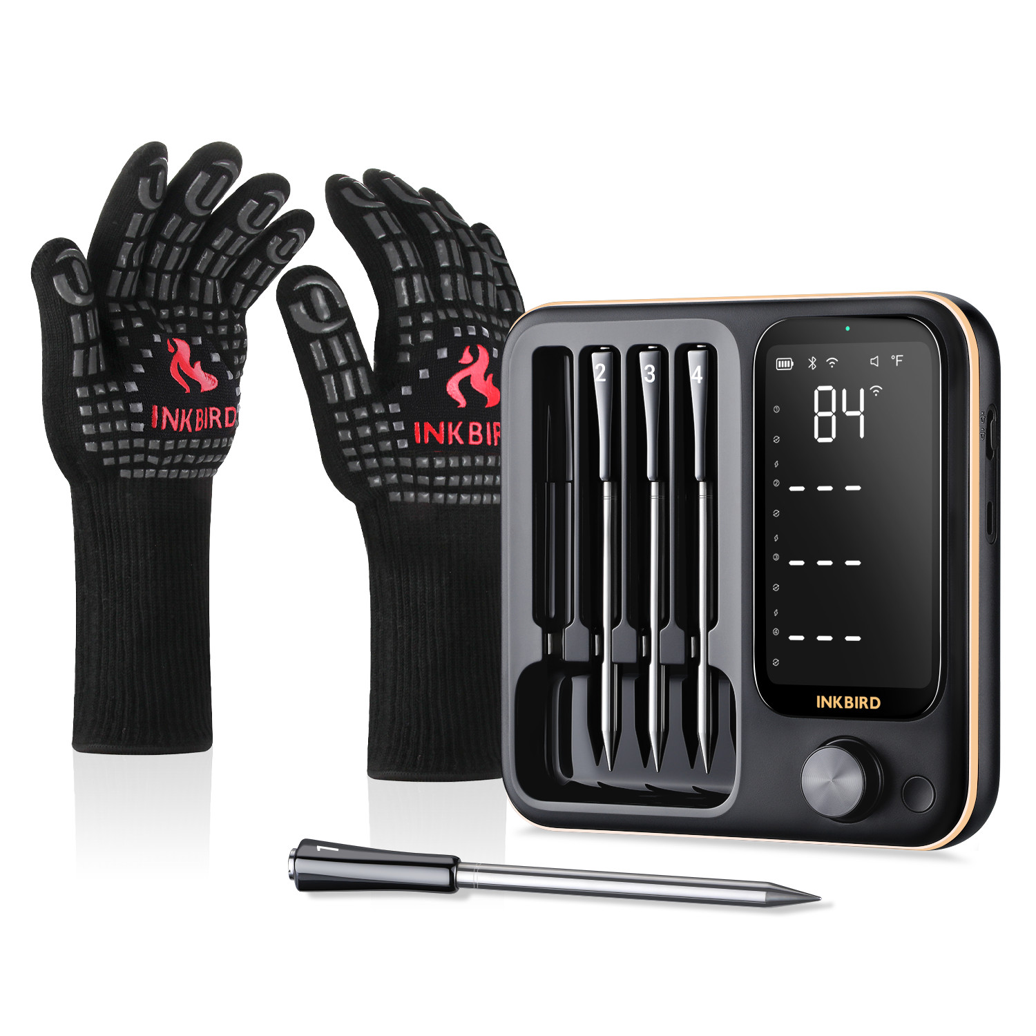 Inkbird 4-Probe Wireless Meat Thermometer BBQ Gloves Three-Mode WiFi Bluetooth Inkbird 4-Probe Wireless Meat Thermometer BBQ Gloves Three-Mode WiFi Bluetooth