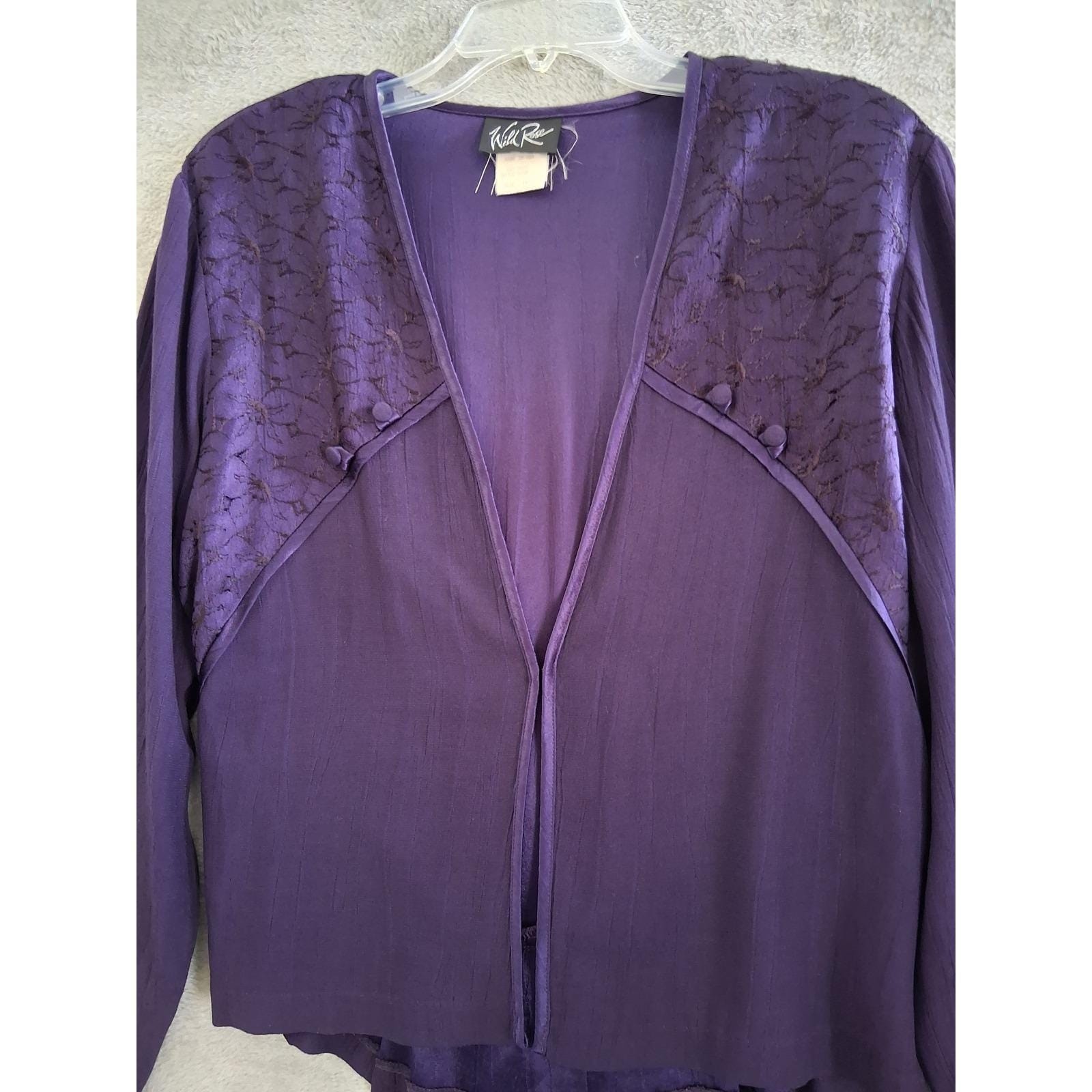 Wild Rose Topper Sz 14 Purple Lace Accent Peplum Vtg 90s Whimsigoth Romantic USA