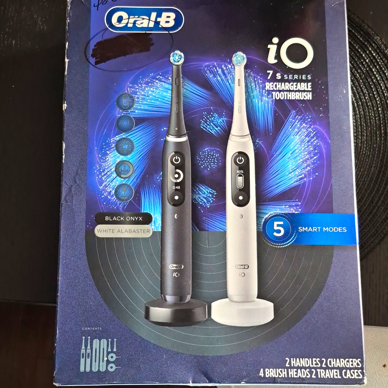 Oral-B iO 7s Series Electric Toothbrush Rechargeable Bluetooth Timer Black/White Oral-B iO 7s Series Electric Toothbrush Rechargeable Bluetooth Timer Black/White
