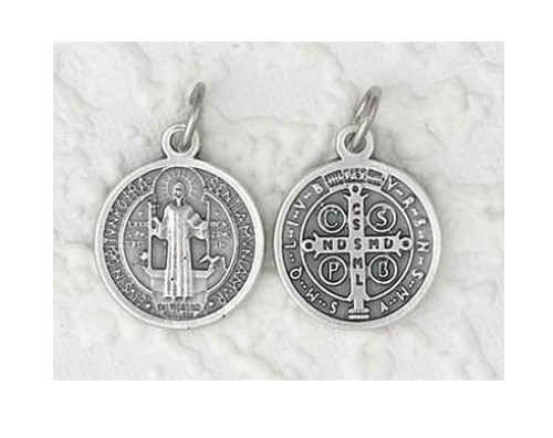 Medalla De San Benito St Saint Benedict - Oxidized Silver Tone 3/4\ Medalla De San Benito St Saint Benedict - Oxidized Silver Tone 3/4\