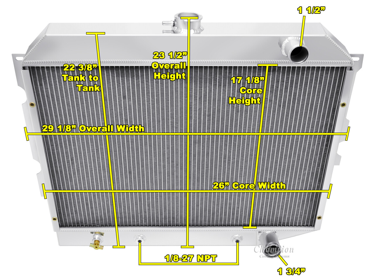 4 Row Kool Champion Radiator for 1970 71 72 73 1974 Dodge Challenger Hemi Engine
