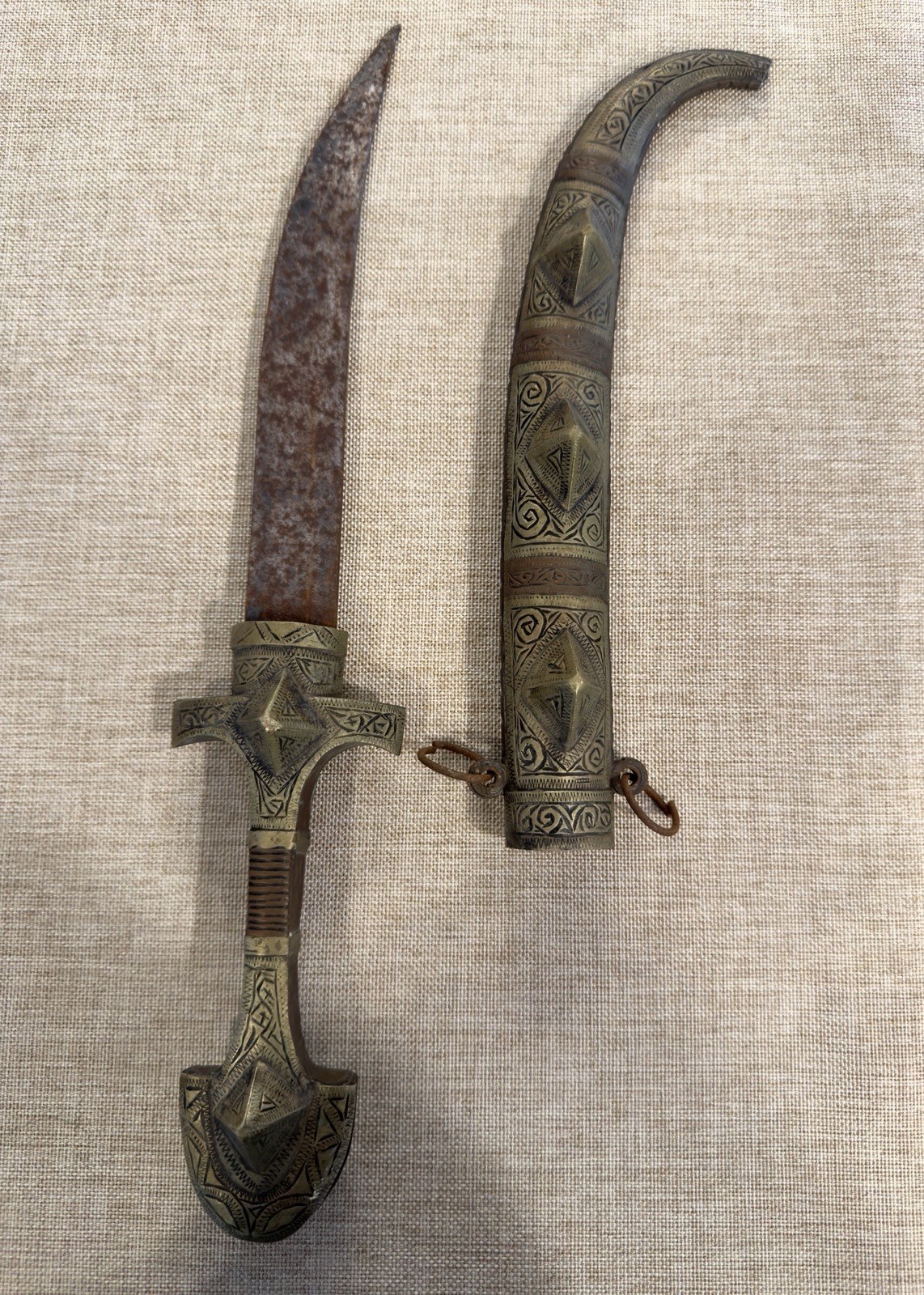 Antique Vintage Moroccan Koummya Dagger Knife With Sheath