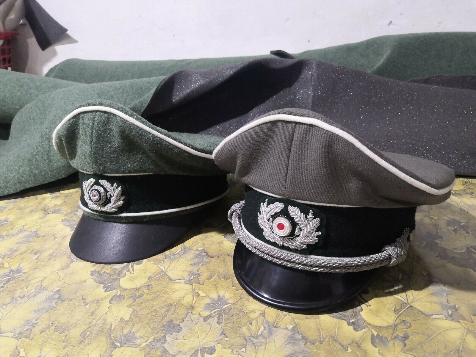 German Caps hats - Set of two ww2 german crusher hats