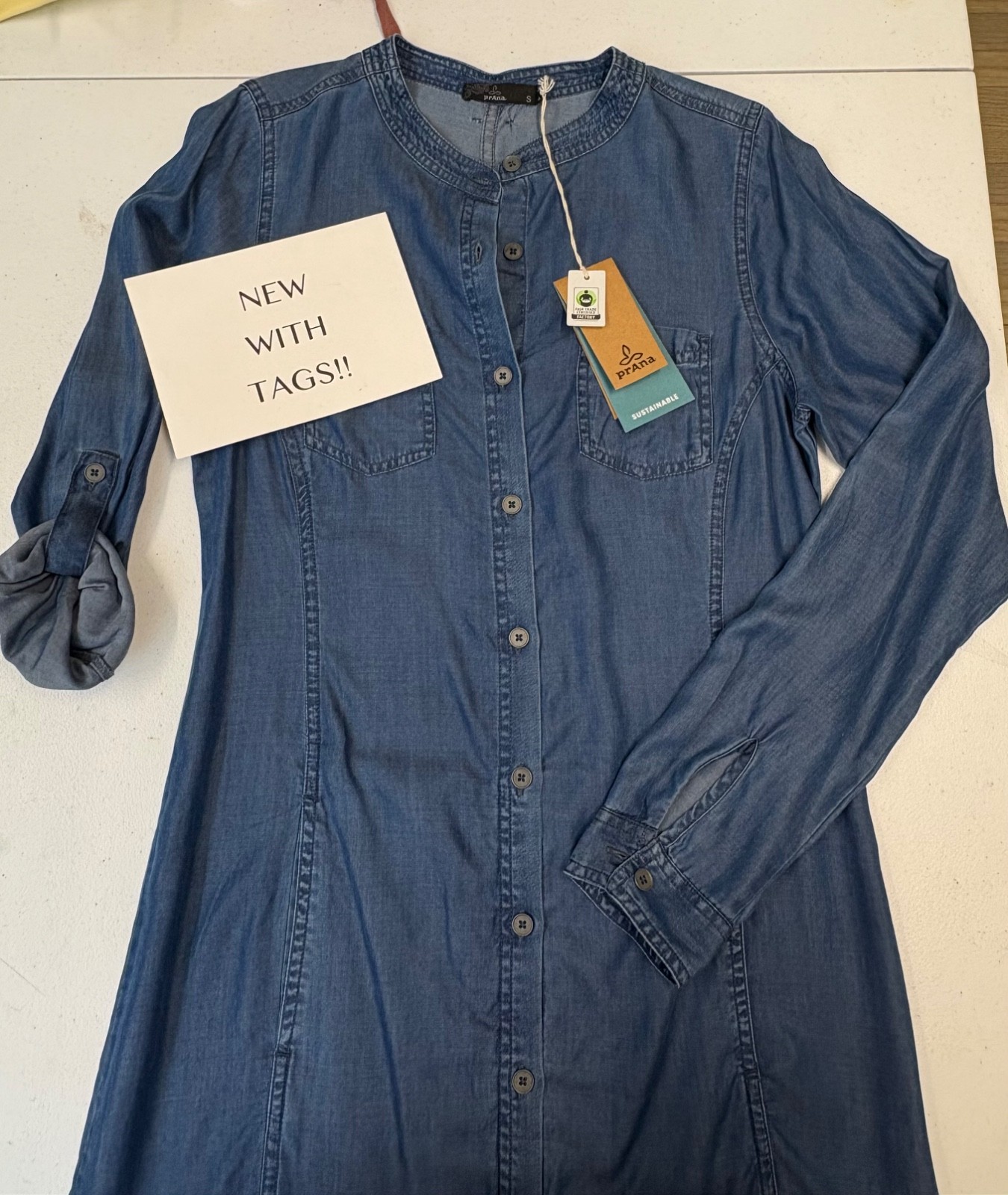 NEW prAna Chambray Blue Shirt Dress - Size Small