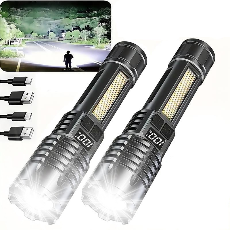 2Pack 99000000LM Super Bright LED Tactical Flashlight Rechargeable Flashlights