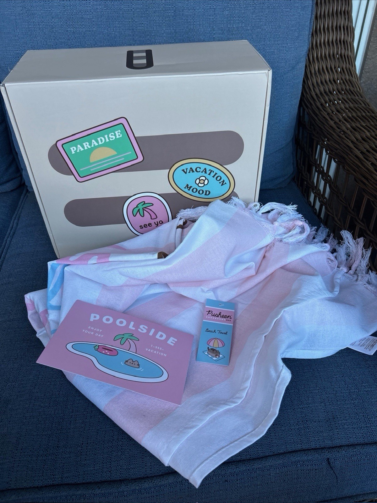 2026 Pusheen Summer Box. Brand New Turkish Style Beach Towel or Chair towel (P)