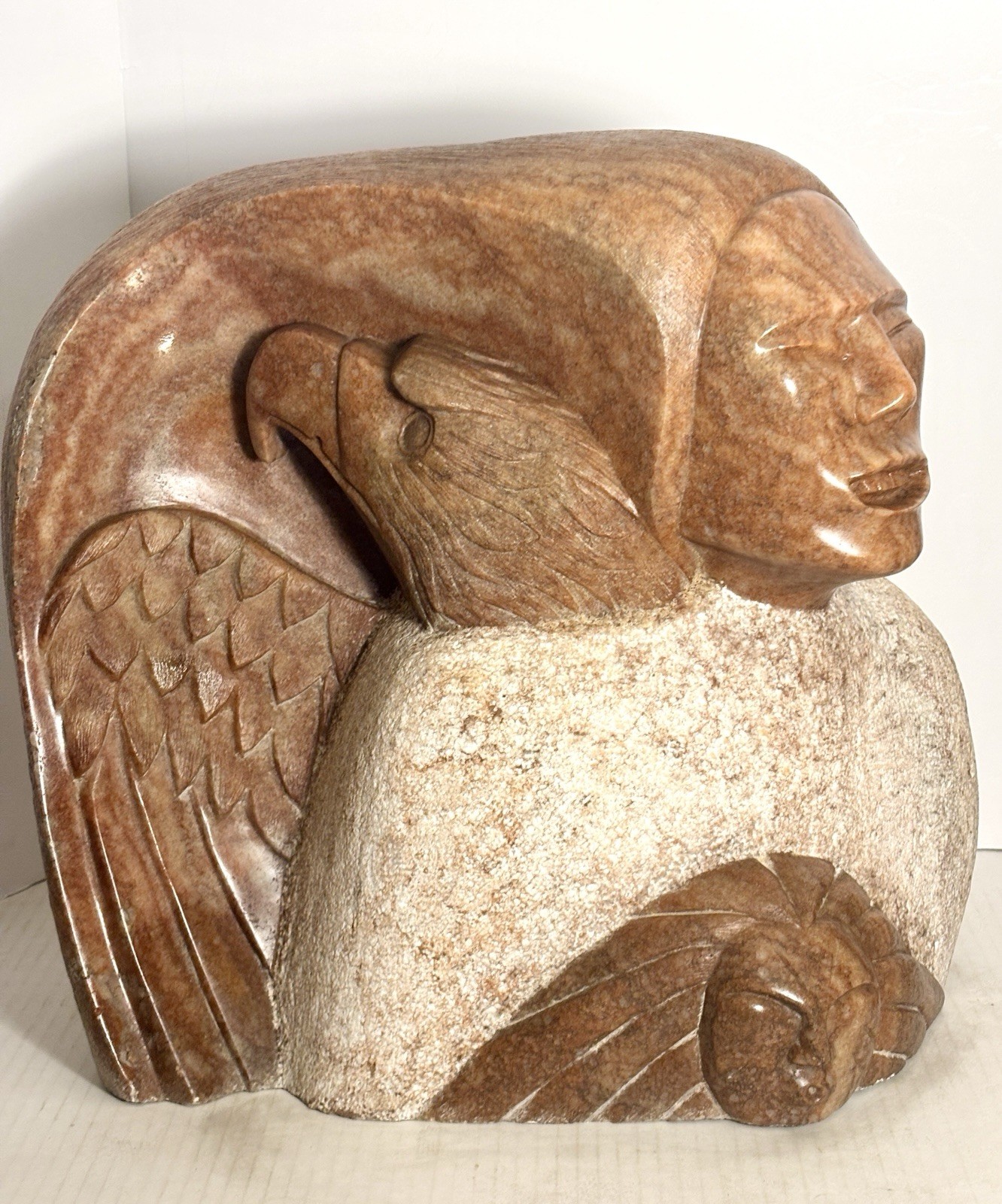 Lorne Fineday Spirit World Carved Stone Cree First Nations Sculpture 17X15X8