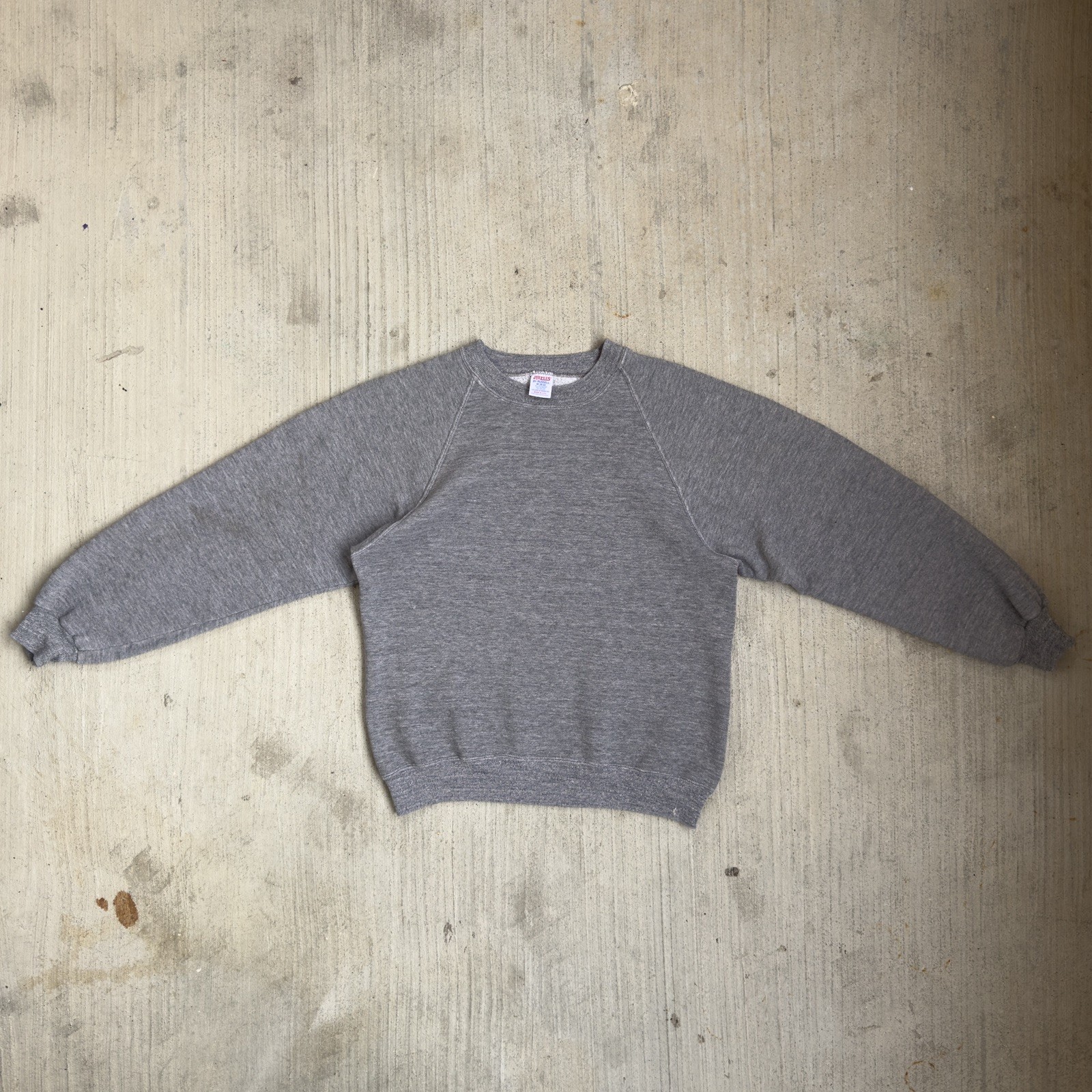 Vintage 80s Blank Jerzees Plain Rayon Tri Blend Heather Gray Sweatshirt Medium