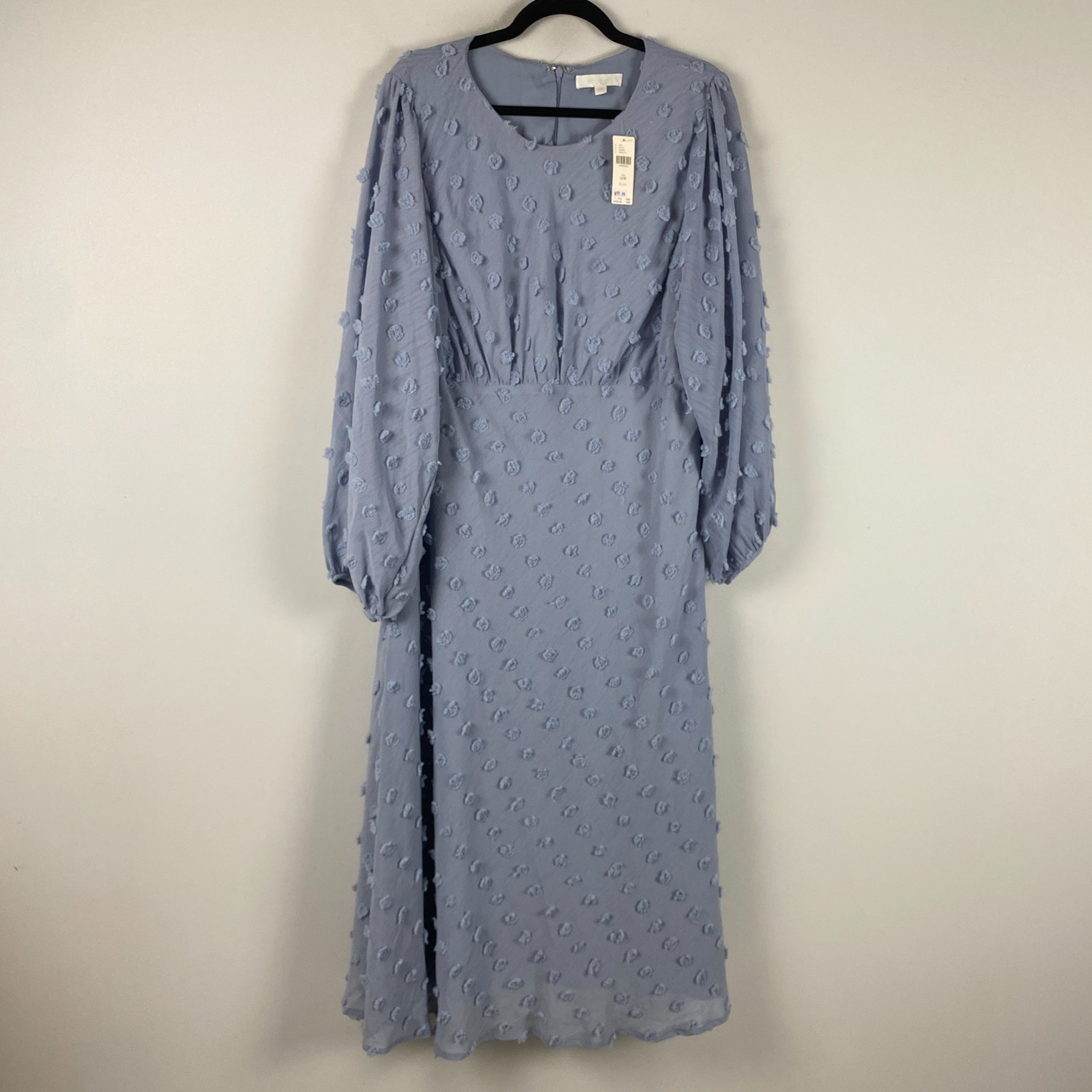 Anthropologie Eri + Ali Michaela Pommed Powder Blue Textured Midi Dress 16W
