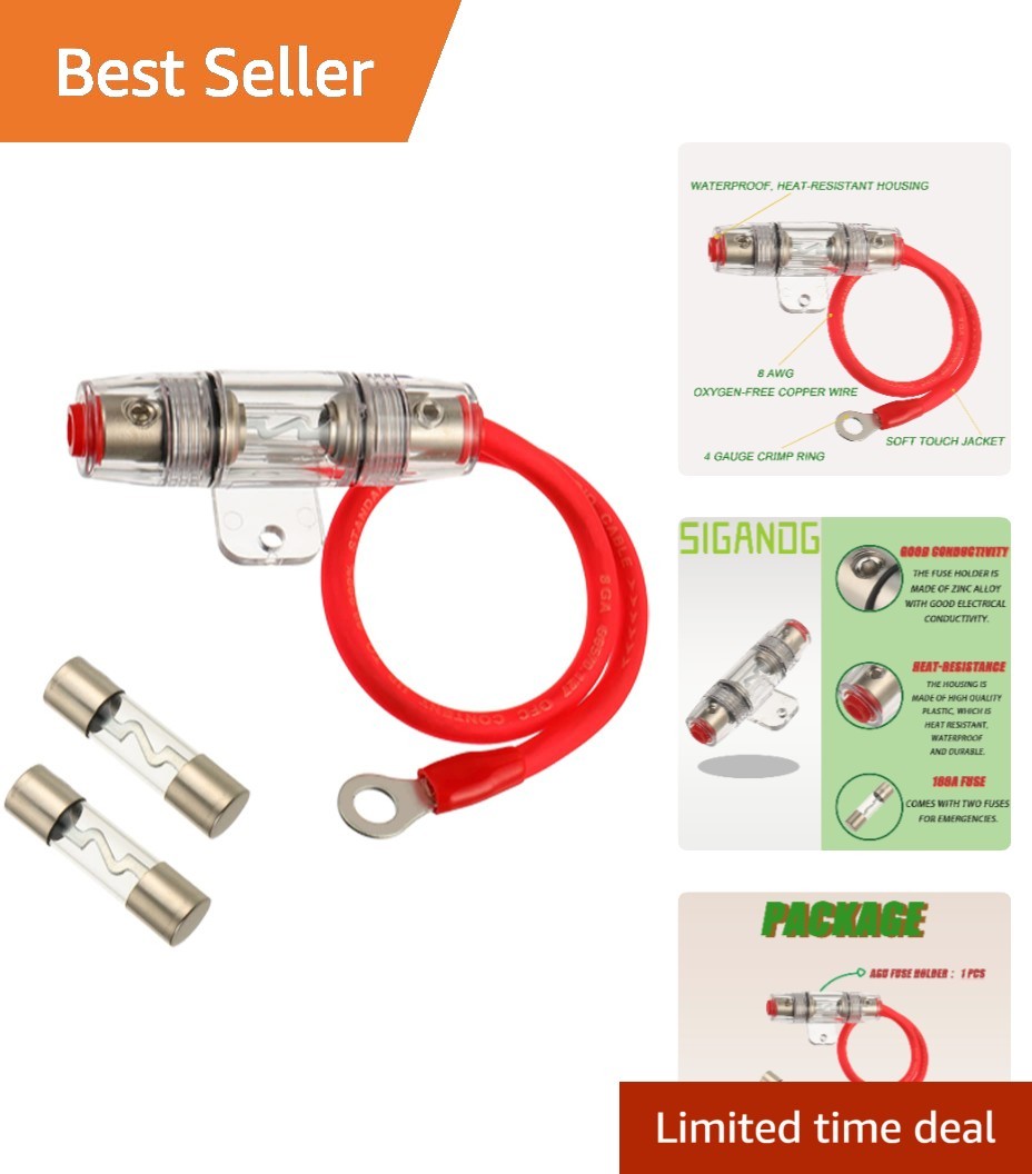 Durable 100A AGU Fuse Holder & 1ft Oxygen-Free Copper Wire - Trusted Protection