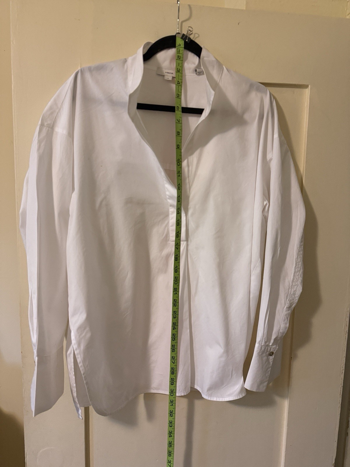 Vince White Cotton Blouse Stand Collar Size Large Vince White Cotton Blouse Stand Collar Size Large