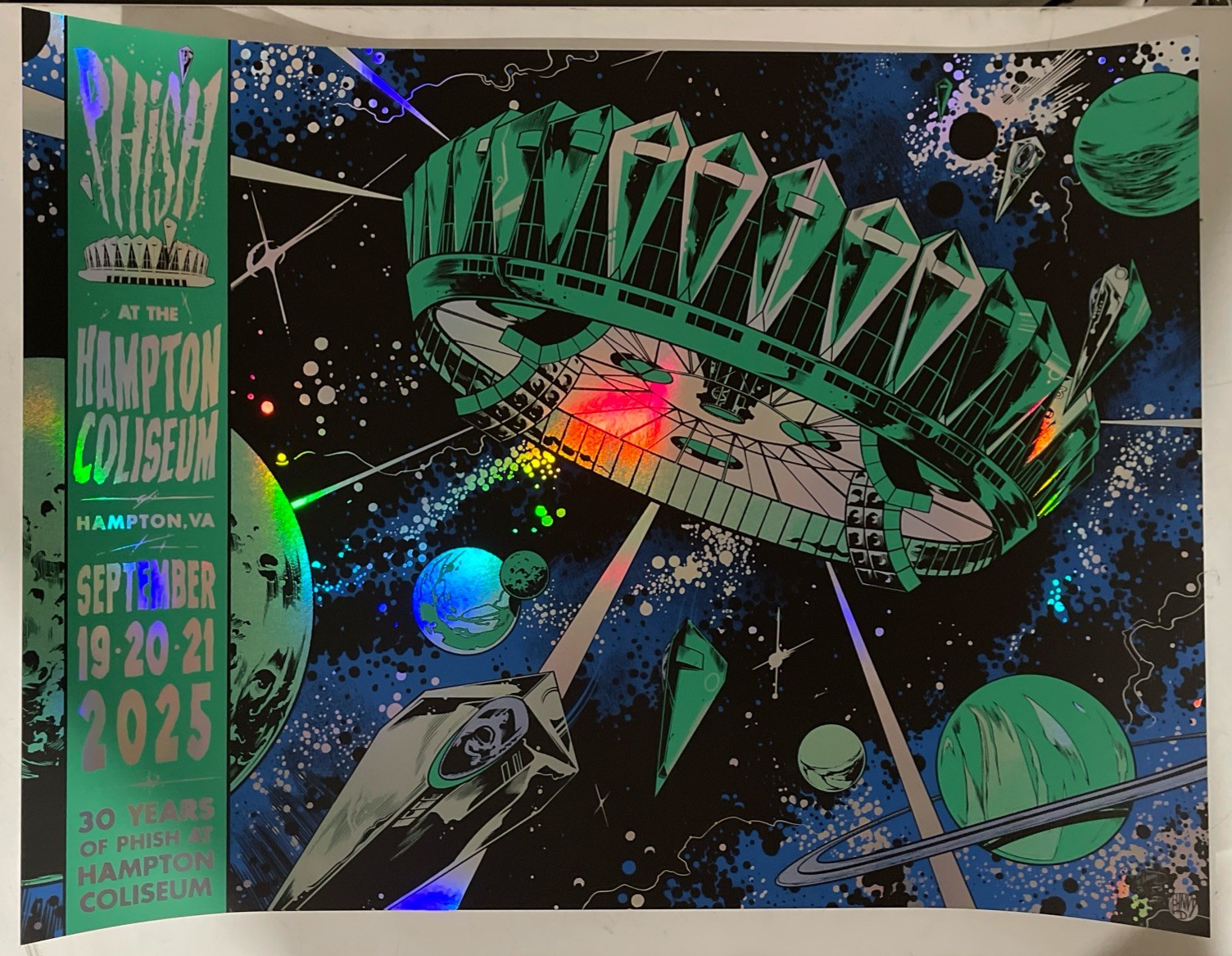 Phish Foil Poster 2025 Hampton Coliseum Virginia Johnny Dombrowski X/50 In Hand Phish Foil Poster 2025 Hampton Coliseum Virginia Johnny Dombrowski X/50 In Hand